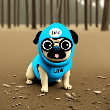 Go Blue Gopher as Livi, the girl pug, with her name written