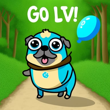 Go Blue Gopher as Livi, the girl pug, with Go Blue Gopher written.