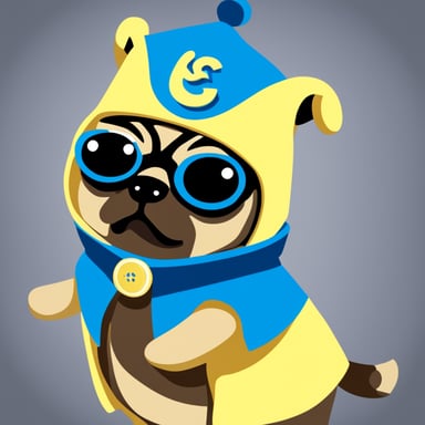 Go Blue Gopher as Livi, the girl pug, with her name written