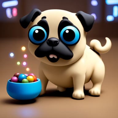 Go Blue Gopher as Livi, the girl pug, with her name written