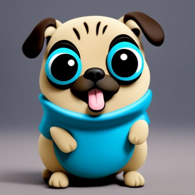 Go Blue Gopher as Livi, the girl pug, with her name written and her tongue out.