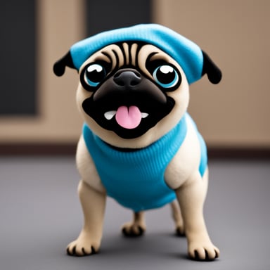 Go Blue Gopher as Livi, the girl pug, with her name written and her tongue out.