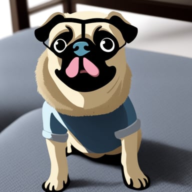 Go Blue Gopher as Livi, the girl pug, with her name written and her tongue out.