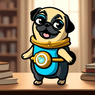 Go Blue Gopher as Livi, the girl pug, with her name written and her tongue out.