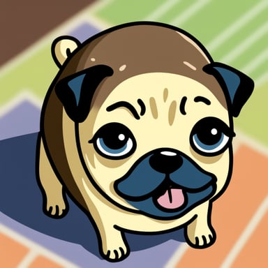 Go Blue Gopher as Livi, the girl pug, with Livi written and her tongue out.