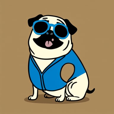 Go Blue Gopher as Livi, the girl pug, with Livi written and her tongue out.