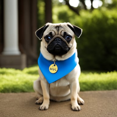 Go Blue Gopher as Livi the female pug, with Livi written on her collar.