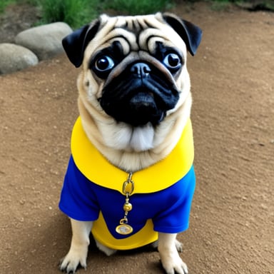 Go Blue Gopher as Livi the female pug, with Lvi written on her collar.