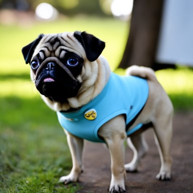Go Blue Gopher as LIVI the female pug, with LIVI written on her collar.