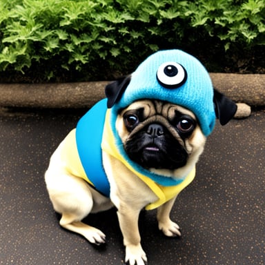 Go Blue Gopher as LIVI the female pug, with LIVI written on her collar.