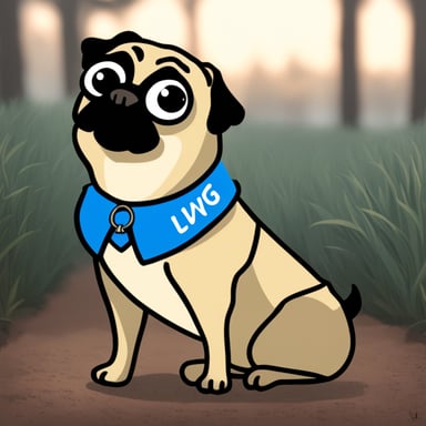 Go Blue Gopher as LIVI the female pug, with LIVI written on her collar.