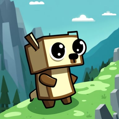 Happy Minecraft Style Go Blue Gopher in the mountains
