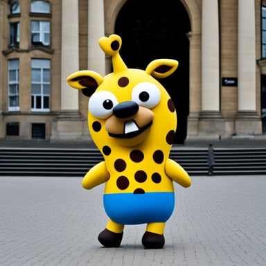 Go blue gopher as angry giraffe in Dresden.