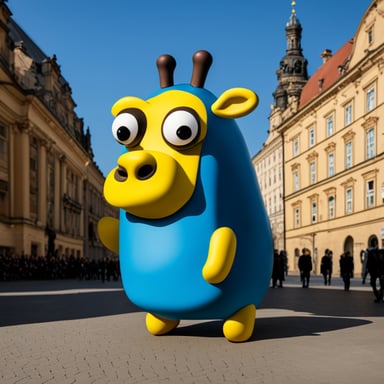 Go blue gopher as angry giraffe in Dresden.