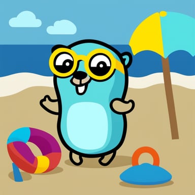 Go blue gopher at the beach
