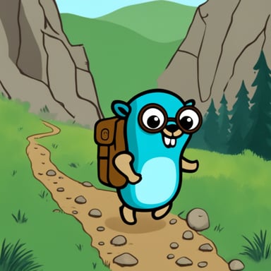 Go Blue Gopher hiking in the mountains