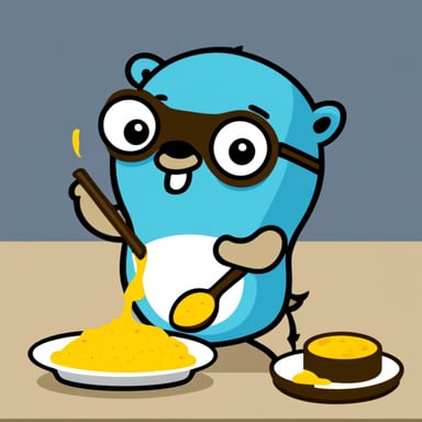 Go Blue Gopher eating curry wurtz