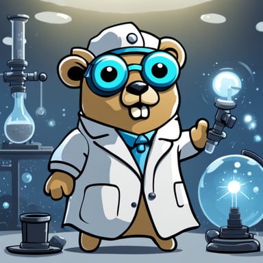 Go Blue Gopher as a crazy scientist gopher in manga style