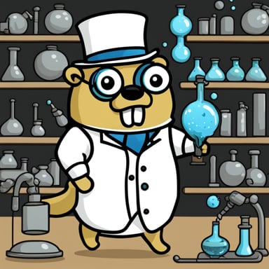 Go Blue Gopher as a crazy scientist gopher in manga style