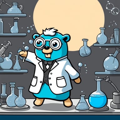 Go Blue Gopher as a crazy scientist gopher in manga style