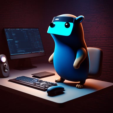 Go Blue Gopher programming with Golang icon on the screen, an ultradetailed HD octane render with cyberpunk lighting.