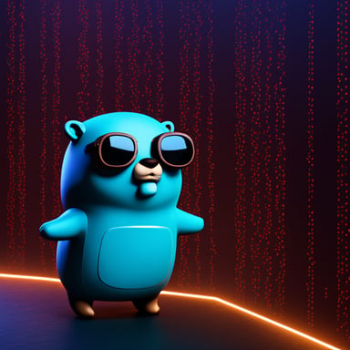 Go Blue Gopher programming with Golang icon on the screen, an ultradetailed HD octane render with cyberpunk lighting.