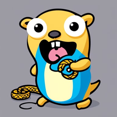 Go Blue Gopher eating a python snake