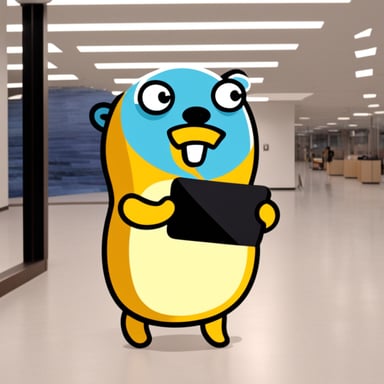 Go Blue Gopher at Apple office.