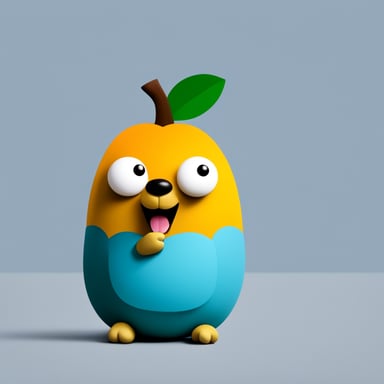 Go Blue Gopher with the shape and color of a mango, styled as a cartoon.