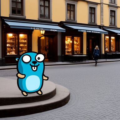 Go Blue Gopher in Stockholm's Gamla Stan