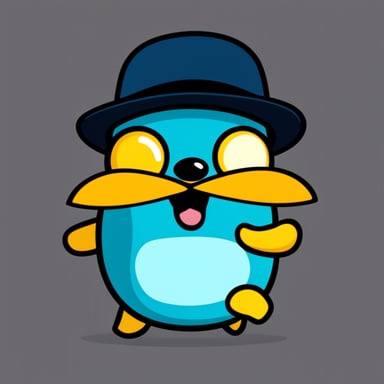 Go Blue Gopher disguised as a mango in cartoon style.