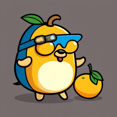 Go Blue Gopher disguised as a mango in cartoon style.