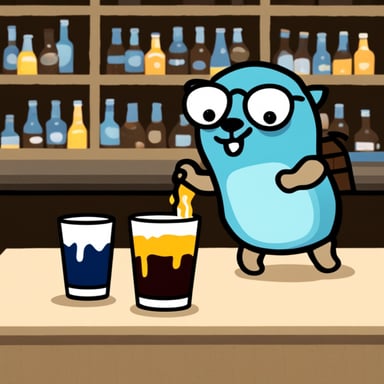 Go blue gopher drinks beer.