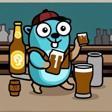Go blue gopher drinks beer.