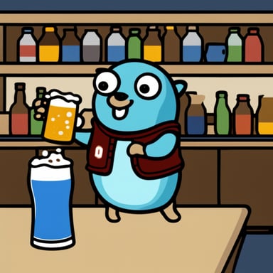 Go blue gopher drinks beer.