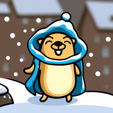 Happy Go Blue Gopher in the snow