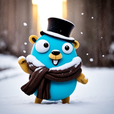 Happy Go Blue Gopher in the snow