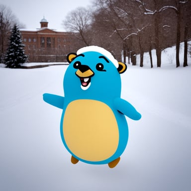 Happy Go Blue Gopher in the snow