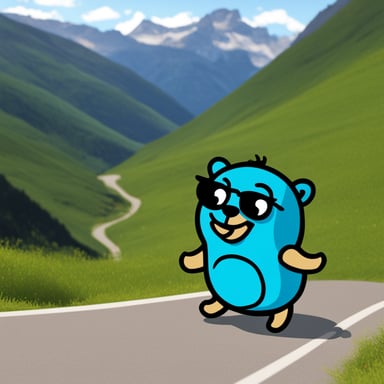 Go Blue Gopher as happy gopher with an AGV