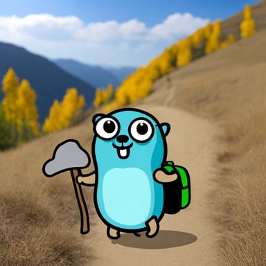 Go Blue Gopher goes hiking.