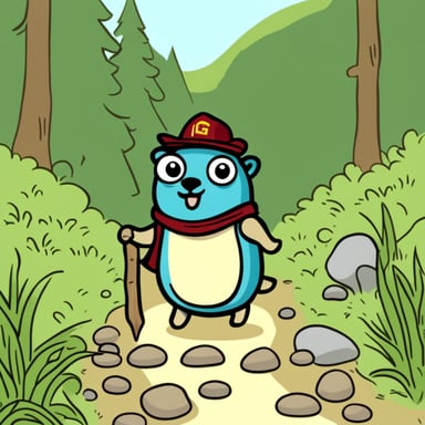 Go Blue Gopher goes hiking.