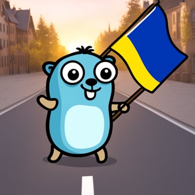 Happy go blue gopher in Sweden with Swedish flag