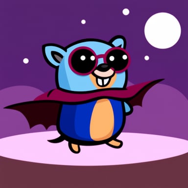 Go blue gopher as Bat Gopher