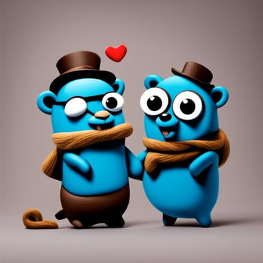 Two go blue gophers in love and happy.