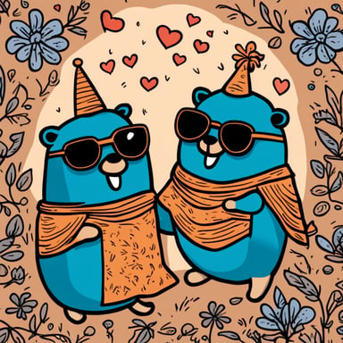 Two go blue gophers in love and happy.