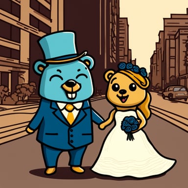 Happy go blue gophers got married.