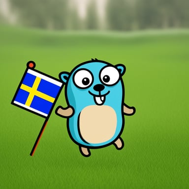 Go Blue Gopher as a happy go with Swedish flag