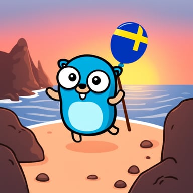 Go Blue Gopher as a happy go with Swedish flag
