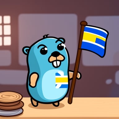 Angry go blue gopher with a Swedish flag