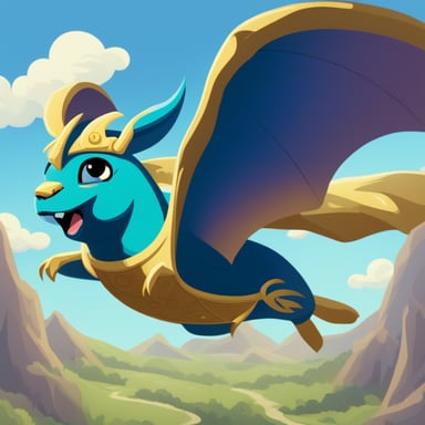 Go blue gopher transforms into a majestic female dragon, soaring through the skies with grace and power.